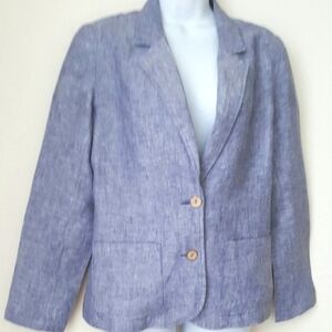 Linen Blazer Blue Chambray Size Small Kenar NWT